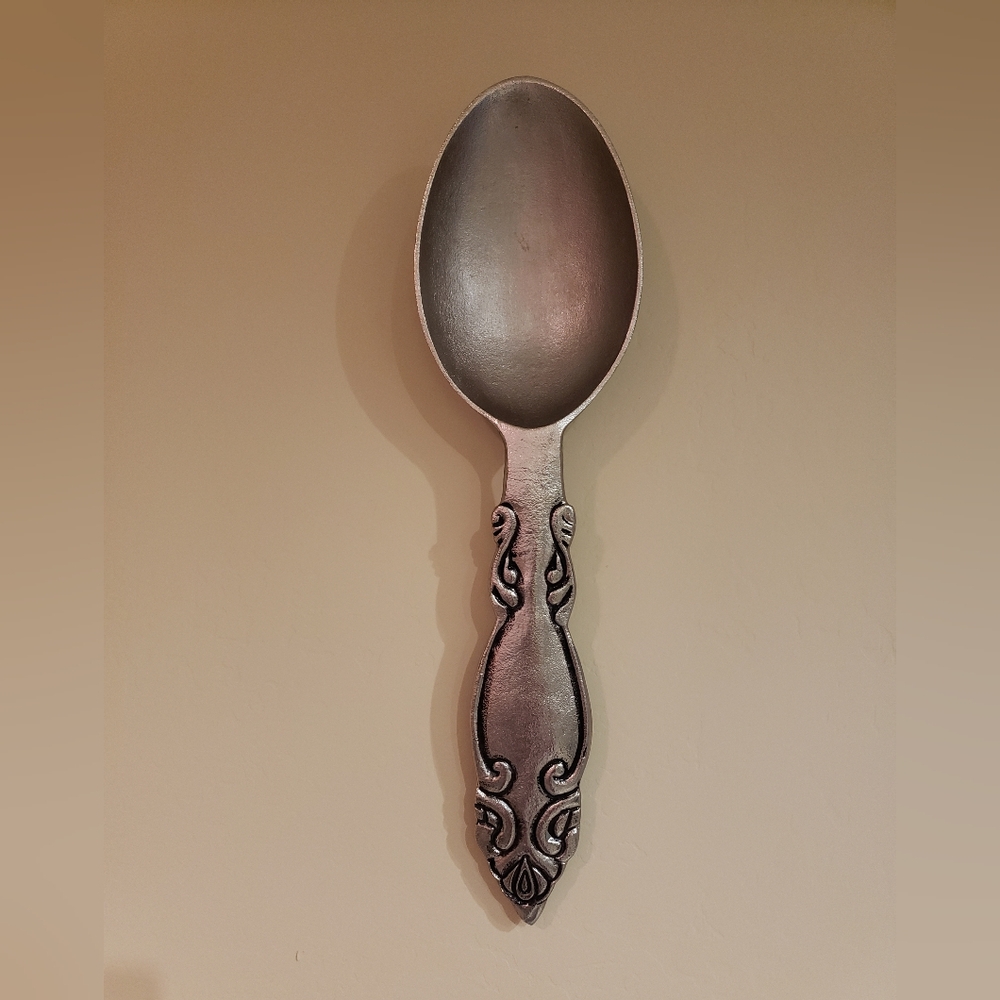 Large Decorative Metal Spoon, pewter finish